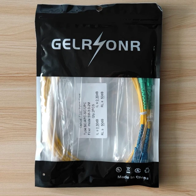 Alt view image 7 of 7 - GELRHONR SC to SC Fiber Optic Patch Cable,SC/UPC - SC/APC - SM Singlemode Simplex Fiber Optic Jumper Cord with 2 SC to SC UPC and 2 APC Fiber Coupler Flange Adapter Connector 2M-2 Pack