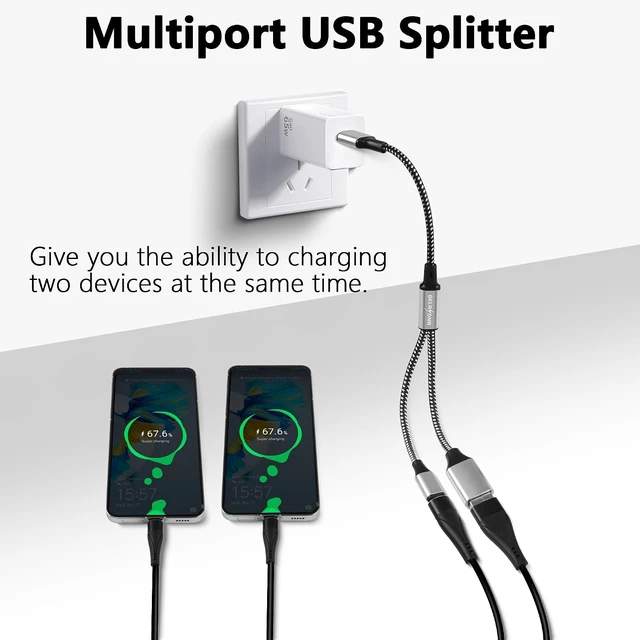 Alt view image 2 of 7 - GELRHONR USB Splitter Y Cable, USB A Male to 2 Female Extension Cord, USB 2.0 Splitter 2 Port for Laptop/Keyboard/Flash Drive/LED