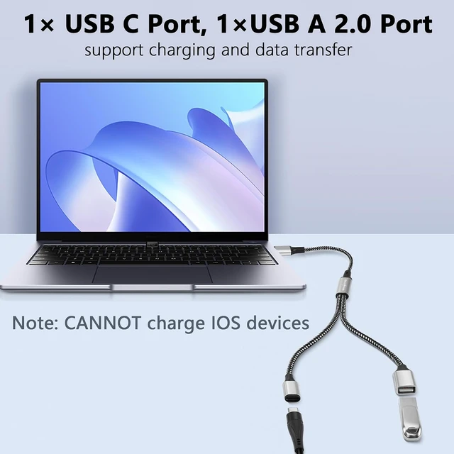 Alt view image 3 of 7 - GELRHONR USB Splitter Y Cable, USB A Male to 2 Female Extension Cord, USB 2.0 Splitter 2 Port for Laptop/Keyboard/Flash Drive/LED