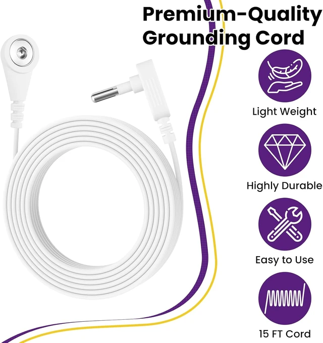 Alt view image 3 of 7 - 2 Pcs White Grounding Cords, 15Ft Grounding Wires Replacement Cable
