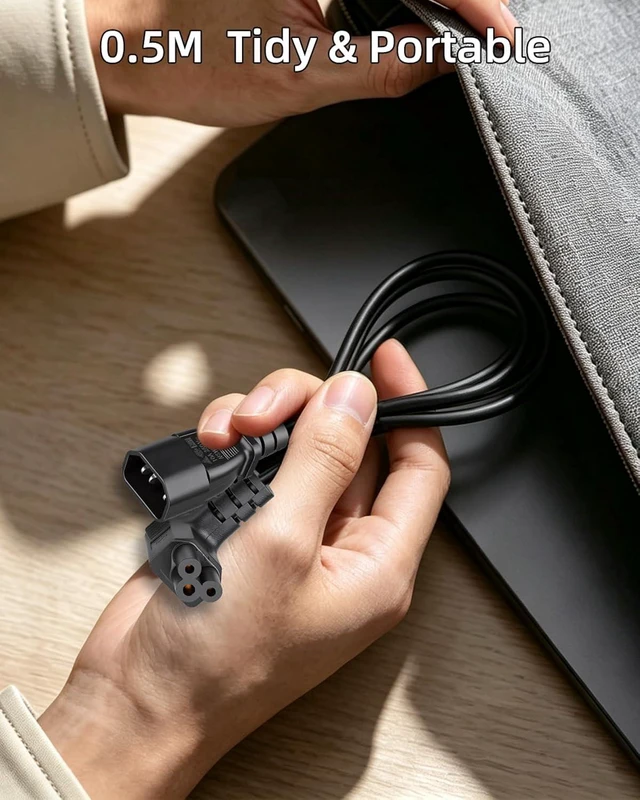 Alt view image 2 of 7 - GELRHONR C14 to C5 Power Cord 90 Degree Down Angle IEC 320 Adapter Cable