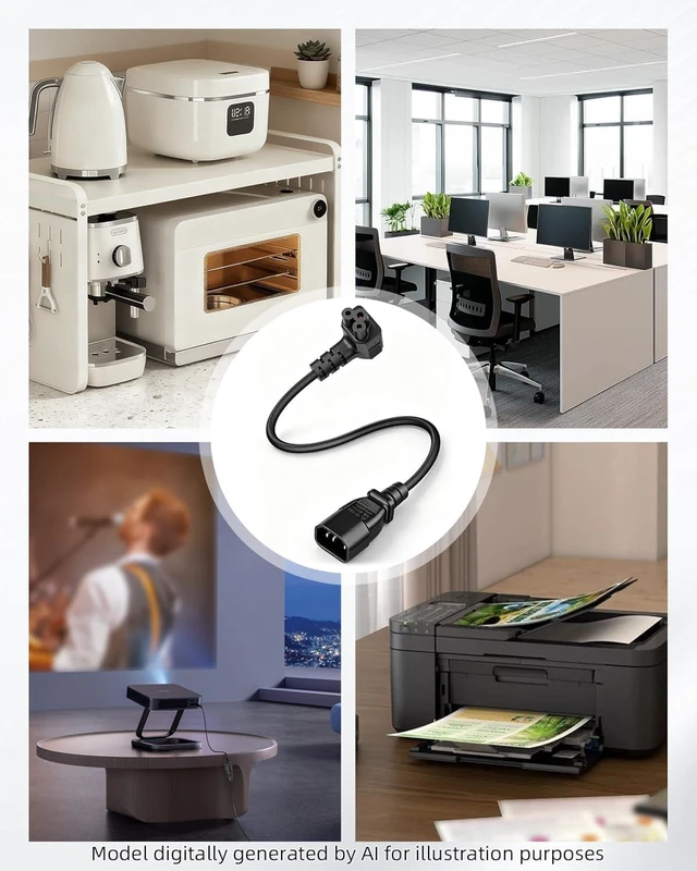 Alt view image 3 of 7 - GELRHONR C14 to C5 Power Cord 90 Degree Down Angle IEC 320 Adapter Cable