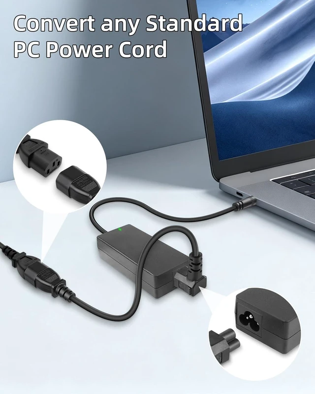 Alt view image 4 of 7 - GELRHONR C14 to C5 Power Cord 90 Degree Down Angle IEC 320 Adapter Cable
