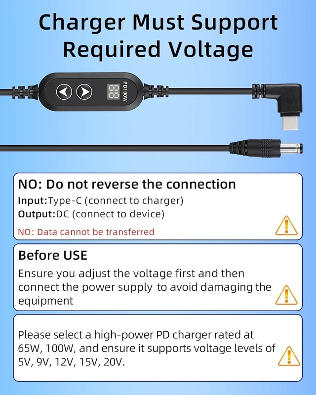 Alt view image 4 of 7 - GELRHONR 100W 90 Grad USB-C to DC PD Trigger Cord 5525mm 8 Tips Fast Charge