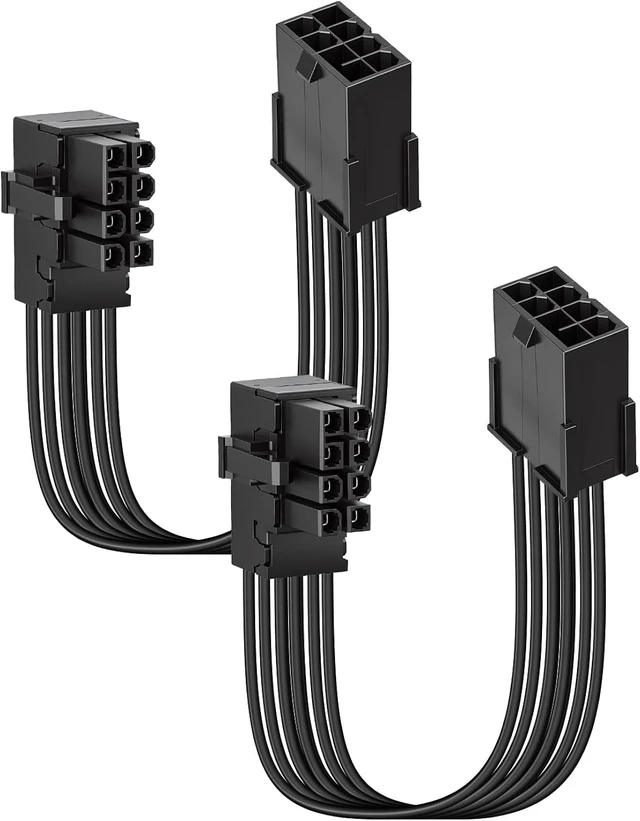 Alt view image 7 of 7 - GELRHONR 18AWG PCIe 8 Pin 90 Down Degree Extension Cable, 15cm,2PCS