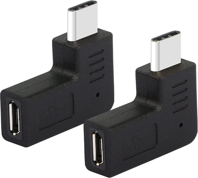 Main image of GELRHONR Right Angle USB C to Micro USB Adapter, 90 Degree Type C Male to Micro 5pin USB Female Charging and Data Transfer Connector Converter Adapter - 2 Pcs/Black