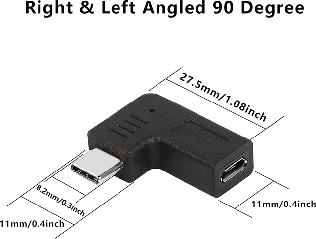 Alt view image 5 of 7 - GELRHONR Right Angle USB C to Micro USB Adapter, 90 Degree Type C Male to Micro 5pin USB Female Charging and Data Transfer Connector Converter Adapter - 2 Pcs/Black