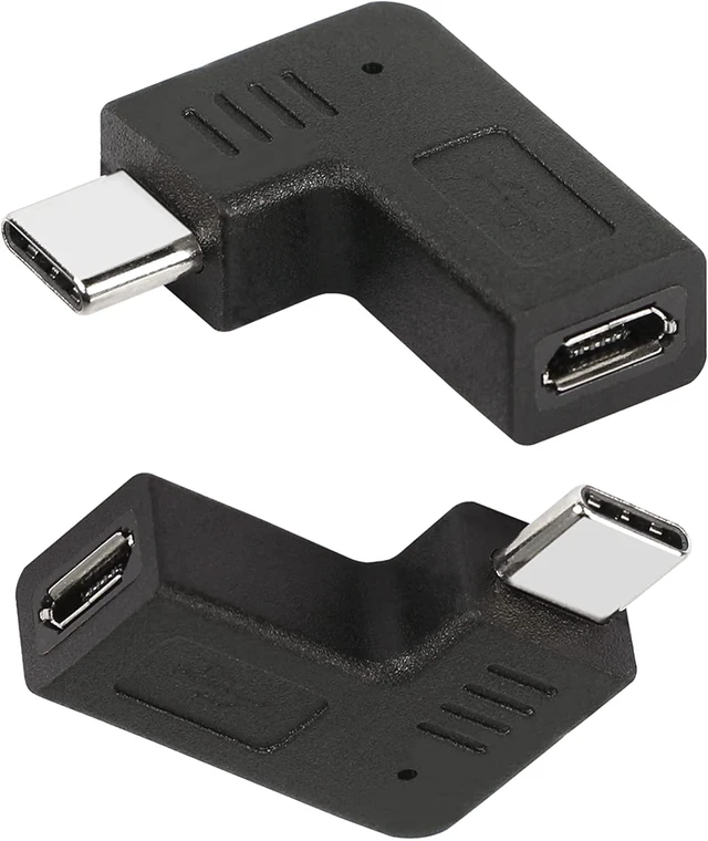 Alt view image 7 of 7 - GELRHONR Right Angle USB C to Micro USB Adapter, 90 Degree Type C Male to Micro 5pin USB Female Charging and Data Transfer Connector Converter Adapter - 2 Pcs/Black