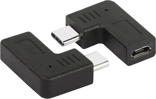 Alt view image 6 of 7 - GELRHONR Right Angle USB C to Micro USB Adapter, 90 Degree Type C Male to Micro 5pin USB Female Charging and Data Transfer Connector Converter Adapter - 2 Pcs/Black
