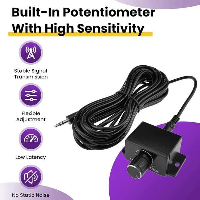 Alt view image 3 of 7 - 1Pcs Car Amplifier Bass Volume Remote Knob, 3.5mm Jack Bass Knob