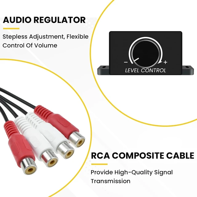 Alt view image 4 of 7 - 1Pcs Universal Car RCA Level Controller Amplifier, RCA Bass Knob