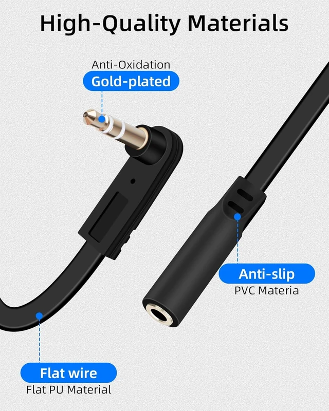 Alt view image 5 of 7 - GELRHONR 3.5mm to 3.5mm Audio Extension Cable 0.5FT, 90-Degree Right Angle TRS 1/8" Male to Female Jack Aux Cord for Headphones, Headsets, Phones, MP3, Car Stereo Systems 2-Pack (S to A, M to F)