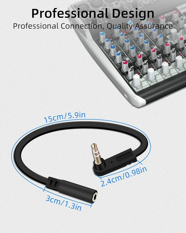 Alt view image 6 of 7 - GELRHONR 3.5mm to 3.5mm Audio Extension Cable 0.5FT, 90-Degree Right Angle TRS 1/8" Male to Female Jack Aux Cord for Headphones, Headsets, Phones, MP3, Car Stereo Systems 2-Pack (S to A, M to F)