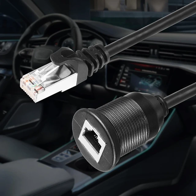 Alt view image 2 of 7 - SinLoon RJ45 Panel Flush Mount Cable 3FT RJ45 Male to Female Car Flush Mount Cat6A Cable for Car Truck Boat Motorcycle Dashboard Computer etc