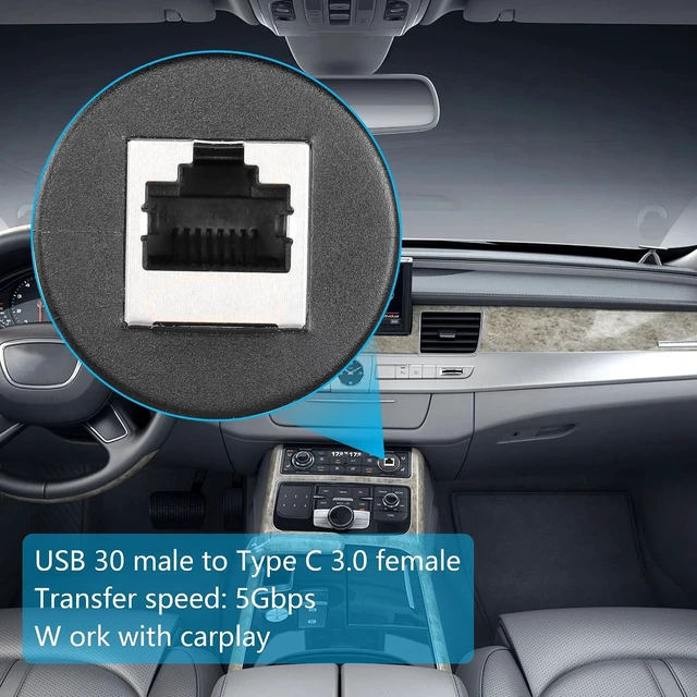 Alt view image 3 of 7 - SinLoon RJ45 Panel Flush Mount Cable 3FT RJ45 Male to Female Car Flush Mount Cat6A Cable for Car Truck Boat Motorcycle Dashboard Computer etc