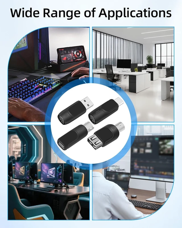 Alt view image 5 of 7 - GELRHONR USB A/C to PS2 Adapter, PS/2 to USB and Type C Converter, Replacement Connector for PS-2 Mouse and Keyboard (4 Type)