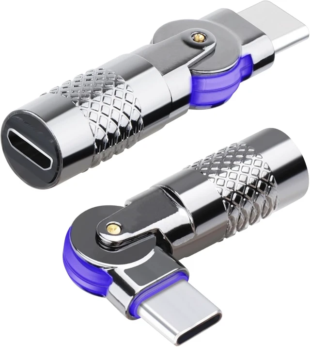 Main image of GELRHONR Rotatable Micro USB to USBC Adapter, 180 Degree Free Rotating Micro USB Male to Type C Female Converter Connector for Camera, Mouse, Phones and More, 2Pack (Micro Female to USBC Male)