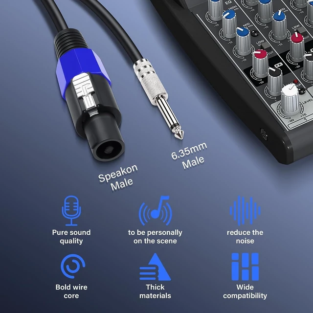 Alt view image 2 of 7 - SinLoon Speakon to 1/4" Speaker Cable 18AWG Male to Male 10FT Twist Lock Speakon to 6.35mm TS Audio Cable for Speaker Guitar Amplifier(10FT/3M)
