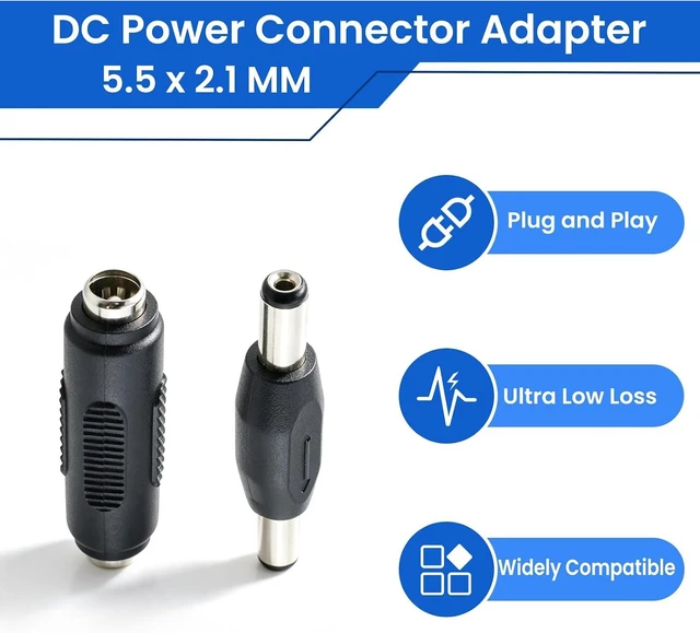 Alt view image 3 of 7 - 8Pcs 5.5 x 2.1mm DC Power Connector Adapter, 12/24V Power Jack Socket