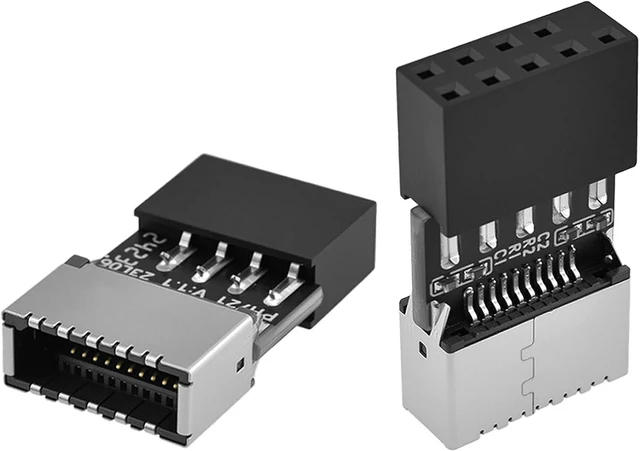Main image of 2 Pack USB 2.0 to USB 3.2 Gen 1 Header Adapter, 9 Pin to Type-E/USB C