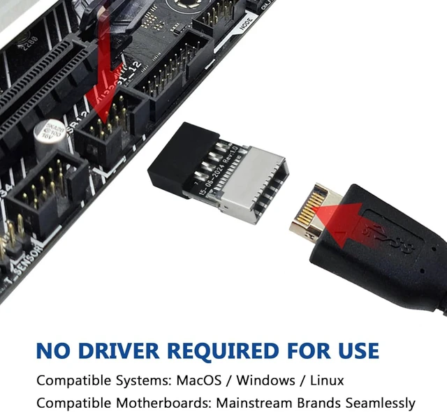 Alt view image 5 of 7 - 2 Pack USB 2.0 to USB 3.2 Gen 1 Header Adapter, 9 Pin to Type-E/USB C