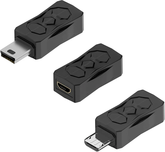 Main image of GELRHONR 3PCS Micro USB to Mini USB Adapter, Micro USB Male to Mini USB 2.0 Female Converter Support 5V/2ACharge & 480MbpsData Sync for MP3 Player, Dash Cam, Digital Camera(Micro to Mini)