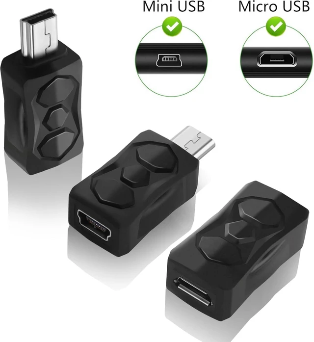 Alt view image 2 of 7 - GELRHONR 3PCS Micro USB to Mini USB Adapter, Micro USB Male to Mini USB 2.0 Female Converter Support 5V/2ACharge & 480MbpsData Sync for MP3 Player, Dash Cam, Digital Camera(Micro to Mini)