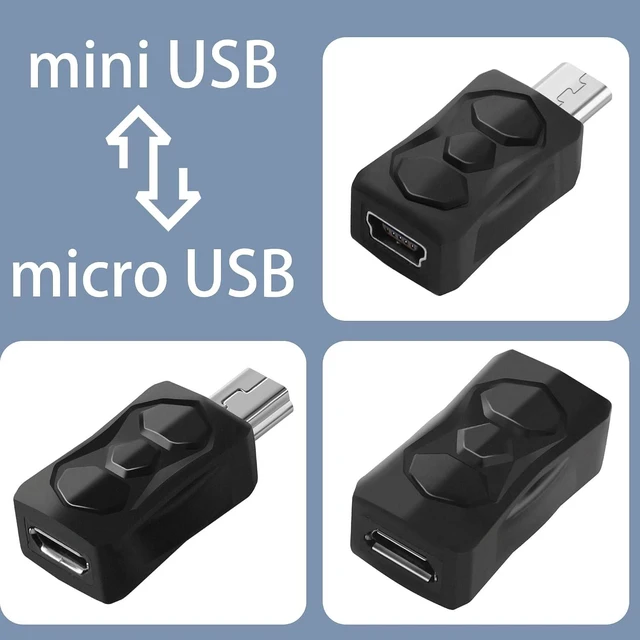 Alt view image 3 of 7 - GELRHONR 3PCS Micro USB to Mini USB Adapter, Micro USB Male to Mini USB 2.0 Female Converter Support 5V/2ACharge & 480MbpsData Sync for MP3 Player, Dash Cam, Digital Camera(Micro to Mini)