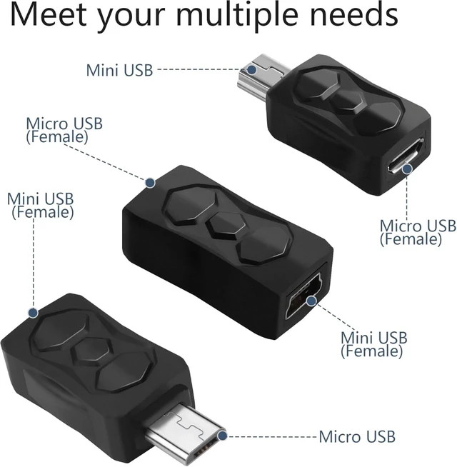 Alt view image 7 of 7 - GELRHONR 3PCS Micro USB to Mini USB Adapter, Micro USB Male to Mini USB 2.0 Female Converter Support 5V/2ACharge & 480MbpsData Sync for MP3 Player, Dash Cam, Digital Camera(Micro to Mini)