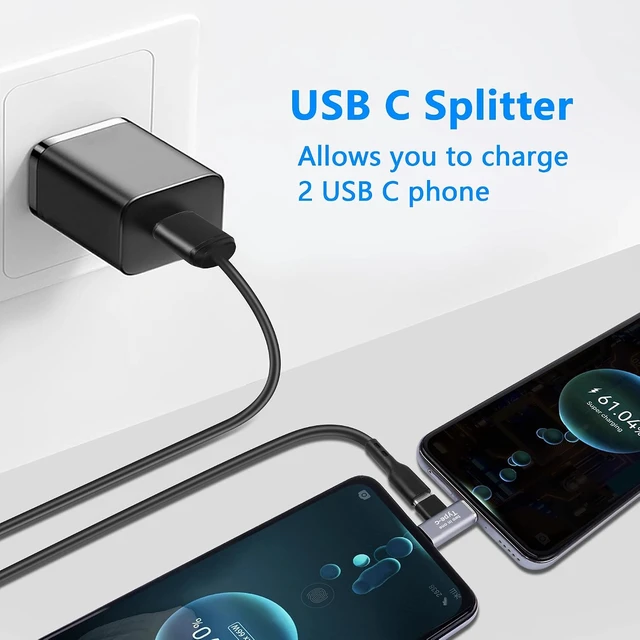 Alt view image 2 of 7 - GELRHONR 2 in 1 USB C Adapter, USB Type-C Female to Dual Male Splitter Support 5V 3A Fast Charging 3.1Gen1 5Gb Data Transfer for Type-C Devices-2Pack
