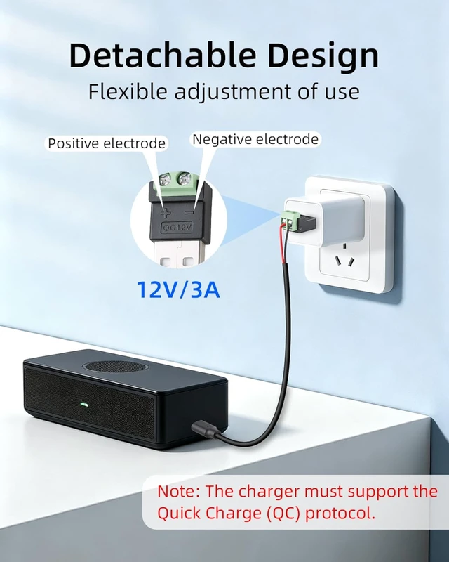 Alt view image 4 of 7 - GELRHONR 12V USB A Male to 2 Pin QC PD Trigger Solderless Terminal 3-Pack