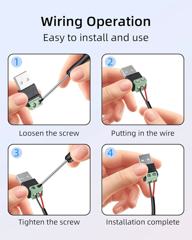 Alt view image 5 of 7 - GELRHONR 12V USB A Male to 2 Pin QC PD Trigger Solderless Terminal 3-Pack