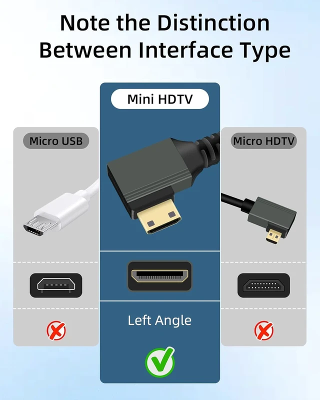 Alt view image 5 of 7 - GELRHONR 8K Left Angle Mini HDTV to HDTV Adapter, 8K@60Hz, 4K@120Hz, HDTV2.1 Female to Mini Male Cable for Camera, Monitor, Laptop (Left Angle)