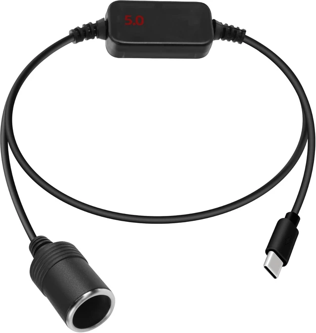Main image of GELRHONR USB C to 12V Adapter, USB C to Cigarette Lighter Adapter, PD Type C to 12 Volt Cigarette Lighter Socket with Voltmeter Display, for Charger, GPS, Dash Cam (1.2M)