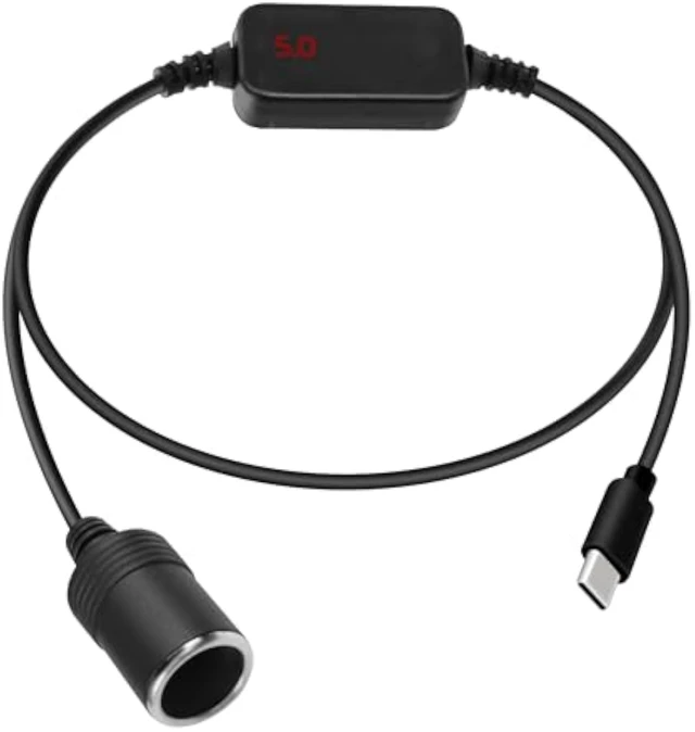 Alt view image 7 of 7 - GELRHONR USB C to 12V Adapter, USB C to Cigarette Lighter Adapter, PD Type C to 12 Volt Cigarette Lighter Socket with Voltmeter Display, for Charger, GPS, Dash Cam (1.2M)