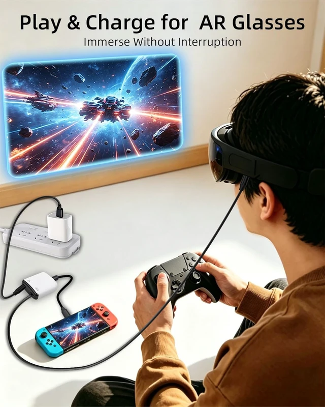 Alt view image 6 of 7 - GELRHONR USBC to AR Glasses Adapter,8K@60Hz,PD 100W Charging for Handheld