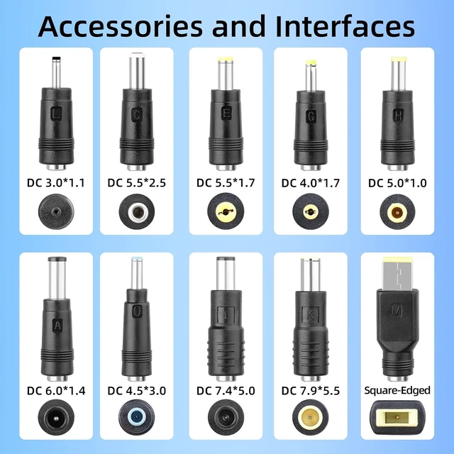 Alt view image 2 of 7 - GELRHONR 140W USB C to DC PD Trigger Power Cable with 10 Connector Tips, USB C to DC 5.5x2.5mm Fast Charging Cable with 5V/9V/12V/15V/20V/28V Voltage for Laptops, Tablets and Portable Power Bank