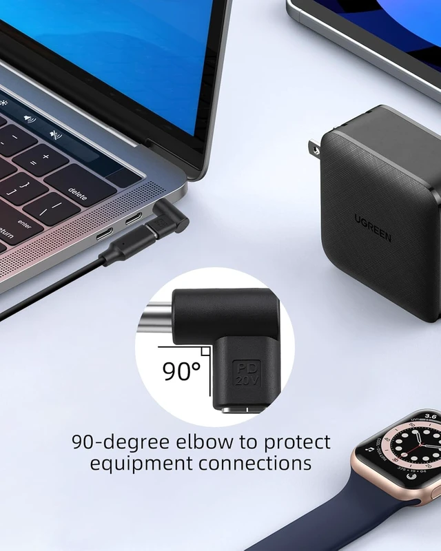 Alt view image 2 of 7 - GELRHONR 90° 20V DC 5.5×2.5mm Male to USB-C Female PD Power Adapter,4Pcs