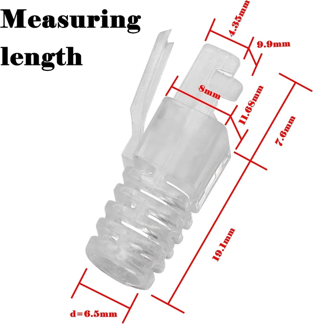 Alt view image 3 of 7 - GELRHONR 100 Pcs RJ45 CAT6 Strain Relief Boots Connector for Standard CAT6 CAT6A Ethernet Cable LAN Cable Connector Boot Cover for Various Diameter LAN Cable-Clear