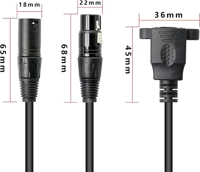 Alt view image 6 of 7 - GELRHONR 1 Pair XLR 3pin to RJ45 Female Adapter Cable,XLR Male to RJ45 Network Connector Extension Cable Use Cat5 Ethernet for DMX-CON Controller Series-1.1Ft