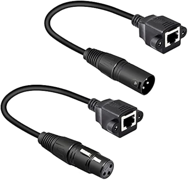 Alt view image 7 of 7 - GELRHONR 1 Pair XLR 3pin to RJ45 Female Adapter Cable,XLR Male to RJ45 Network Connector Extension Cable Use Cat5 Ethernet for DMX-CON Controller Series-1.1Ft