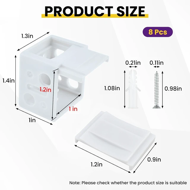 Alt view image 2 of 7 - 8 Pcs 1 inch Mini Blind Brackets for Window Blinds Headrail Mounting