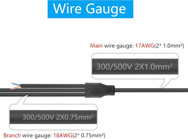 Alt view image 4 of 7 - SinLoon 2 Wire 1 to 3 Splitter Pigtail Cable Outdoor LED Connector Splitter 17AWG Pre-tinned Pigtail Extension Cable for Indoor/Outdoor LED Strip Lights,60cm/23.6inch (1 to 3 Pigtail)