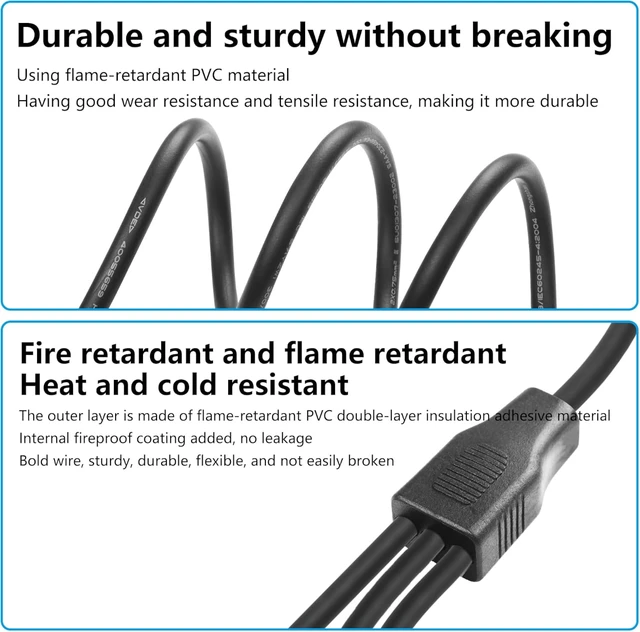 Alt view image 3 of 7 - SinLoon 2 Wire 1 to 3 Splitter Pigtail Cable Outdoor LED Connector Splitter 17AWG Pre-tinned Pigtail Extension Cable for Indoor/Outdoor LED Strip Lights,60cm/23.6inch (1 to 3 Pigtail)