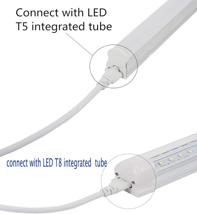 Alt view image 4 of 7 - SinLoon T5 T8 LED Lamp Connecting Wire Ceiling Lights Daylight LED Integrated Tube Cable Linkable Cords for LED Tube Lamp Holder Socket Fittings with Cables(9.8FT/3M,4-Pack with 20PCS Fittings)