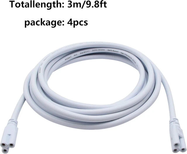 Alt view image 6 of 7 - SinLoon T5 T8 LED Lamp Connecting Wire Ceiling Lights Daylight LED Integrated Tube Cable Linkable Cords for LED Tube Lamp Holder Socket Fittings with Cables(9.8FT/3M,4-Pack with 20PCS Fittings)