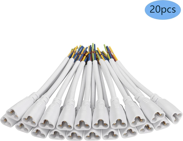 Alt view image 2 of 7 - SinLoon 20pcs T5 T8 Male LED Lamp Connect Wire LED Integrated Tube Pigtails Cable Ceiling Lights Linkable Cords for Tube Lamp Holder Socket Fittings 15cm