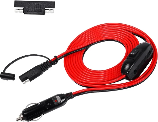 Main image of SinLoon Cigarette Lighter SAE Battery Charger Cable with Switch, 12V, 10FT