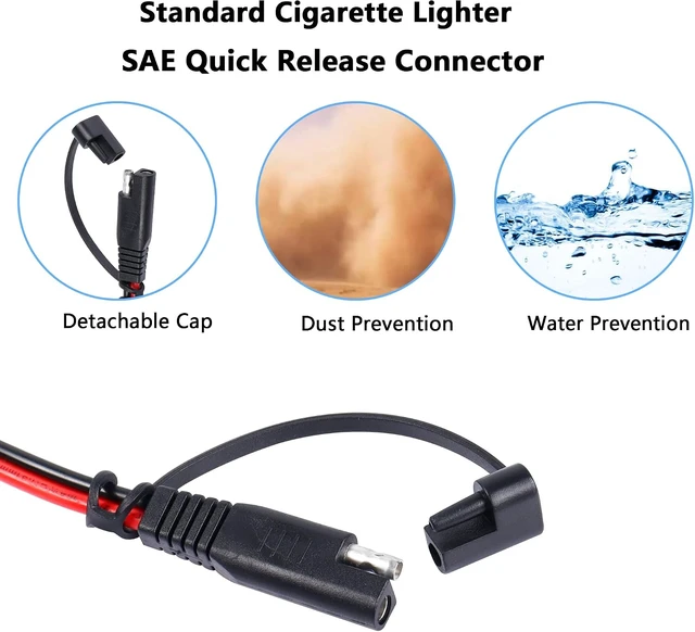 Alt view image 4 of 7 - SinLoon Cigarette Lighter SAE Battery Charger Cable with Switch, 12V, 10FT