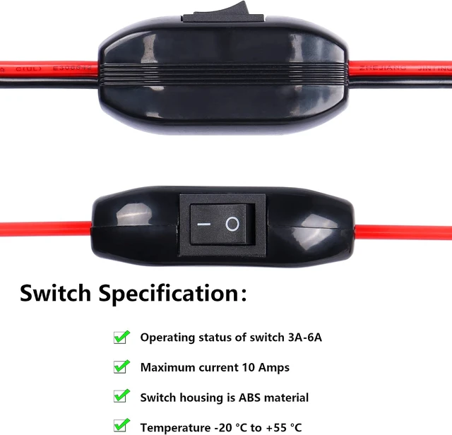 Alt view image 5 of 7 - SinLoon Cigarette Lighter SAE Battery Charger Cable with Switch, 12V, 10FT